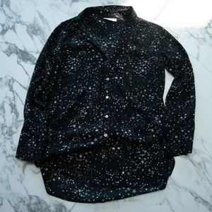 Apricot Brand Black & Stars Celestial Dressy Button Down Shirt US 6 UK 10